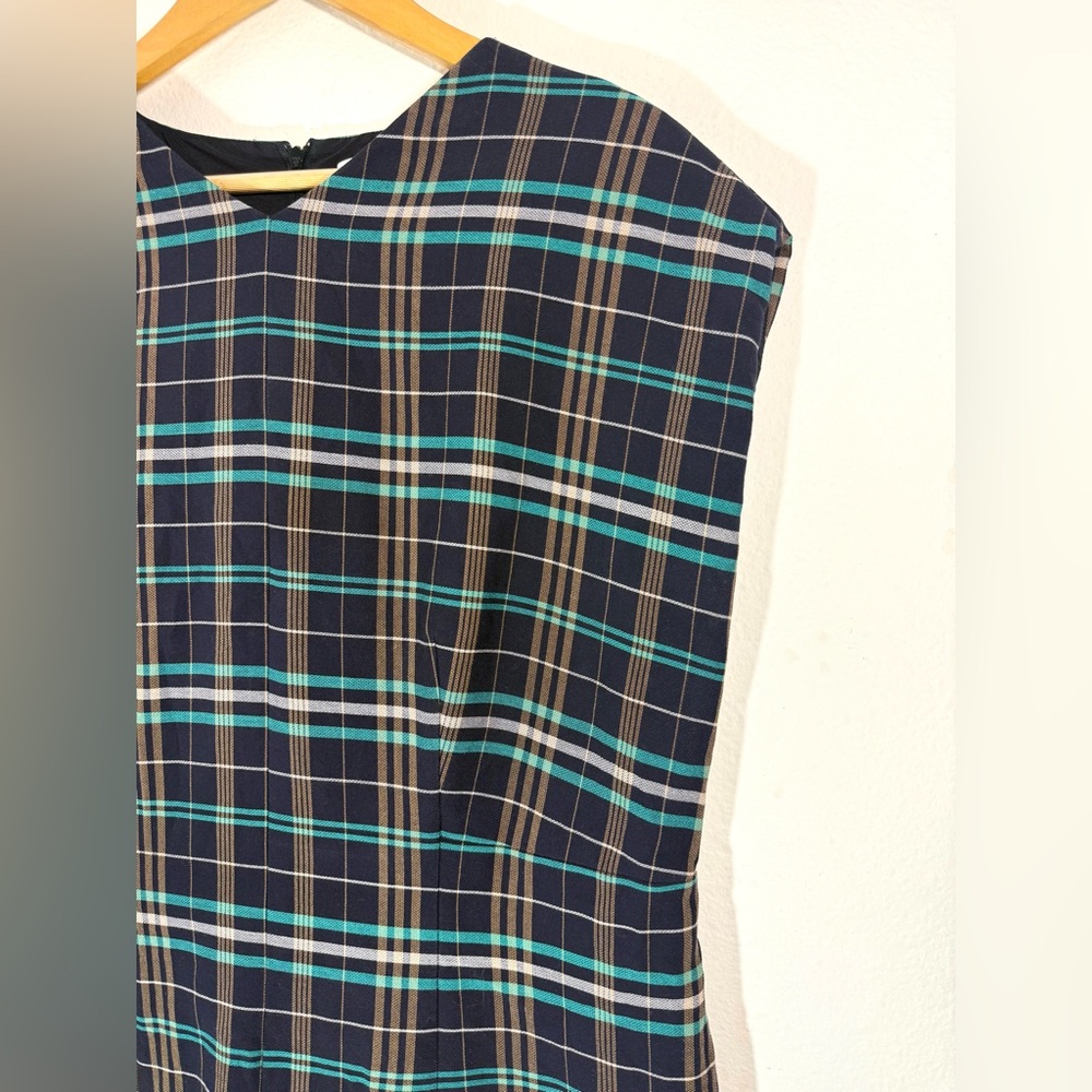 BOSS by Hugo Boss Daela Plaid Stretch Cotton Sheath Dress Size 14 - Picture 8 of 13